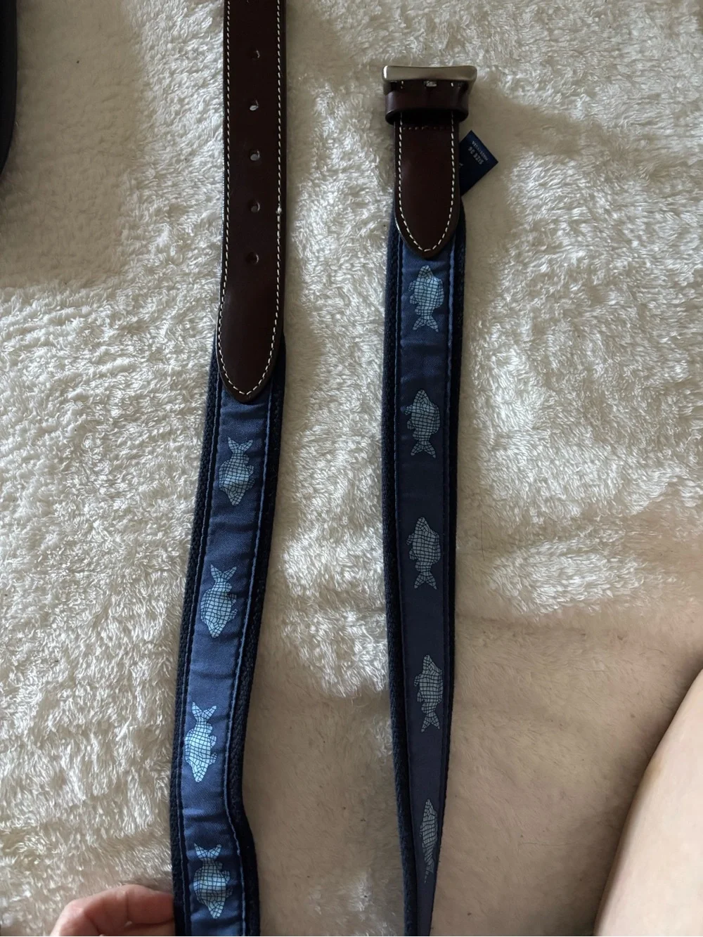 LOT OF 2 Vineyard Vines Men's Canvas Ribbon Belts Size 36 Fish & Shamrocks